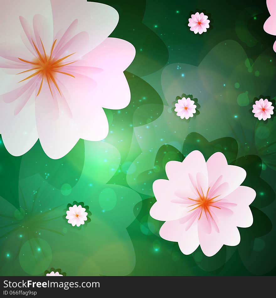 Abstract flowers on a yellow background