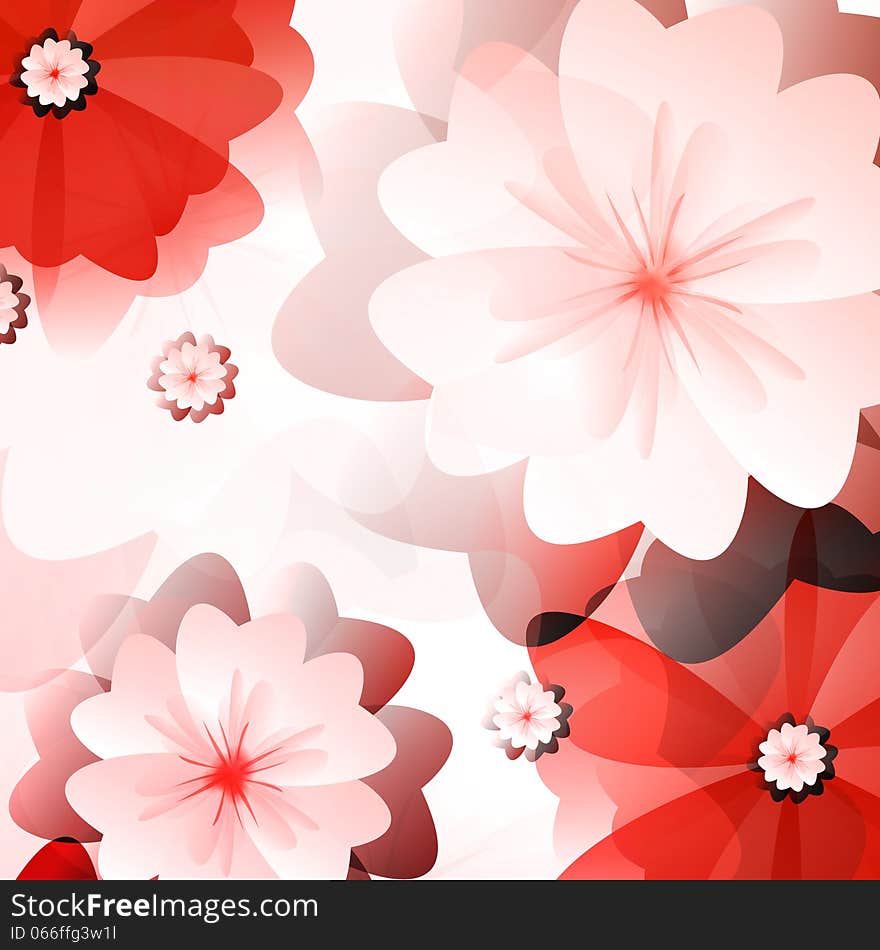 Abstract flowers on a yellow background