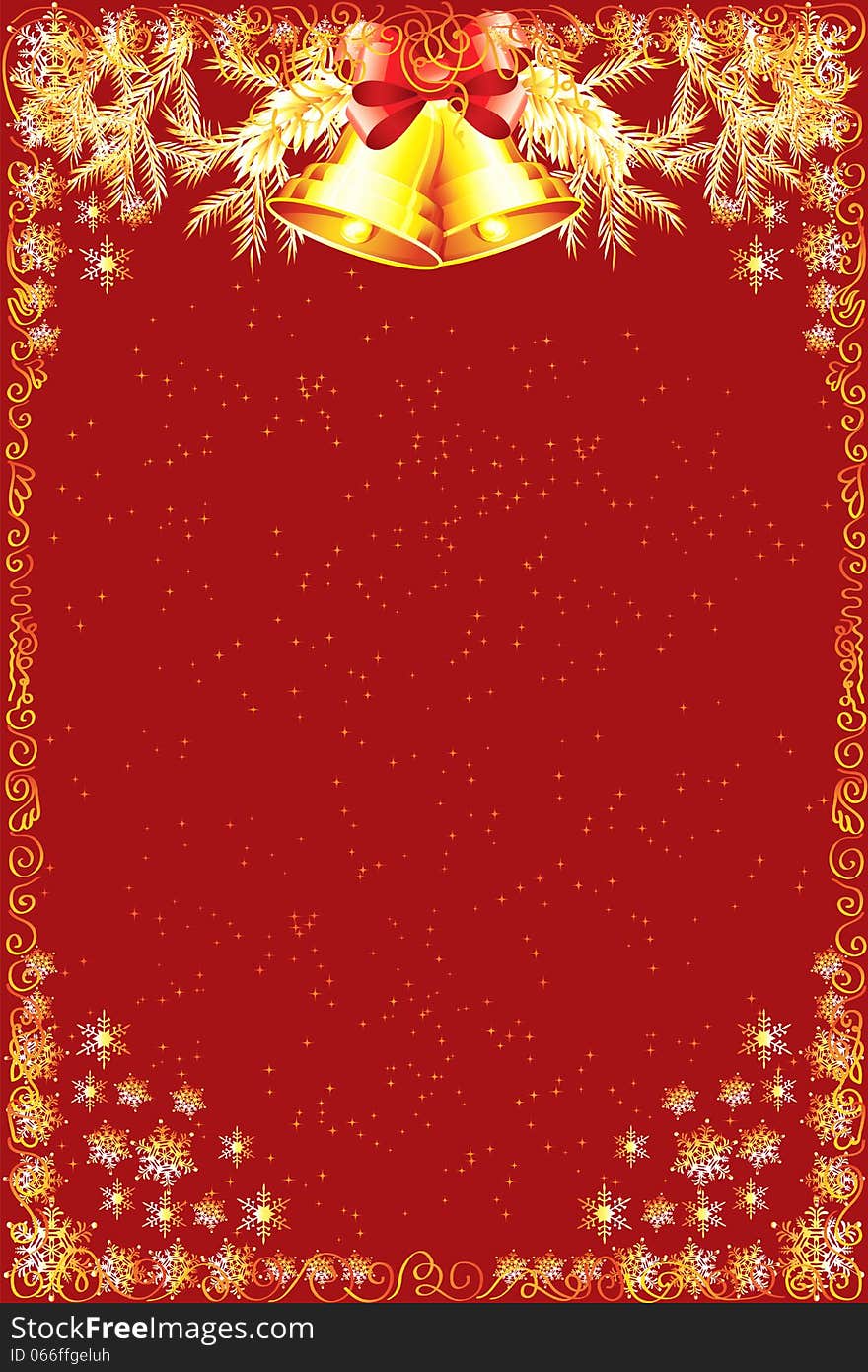 Red Christmas background with bells. Red Christmas background with bells