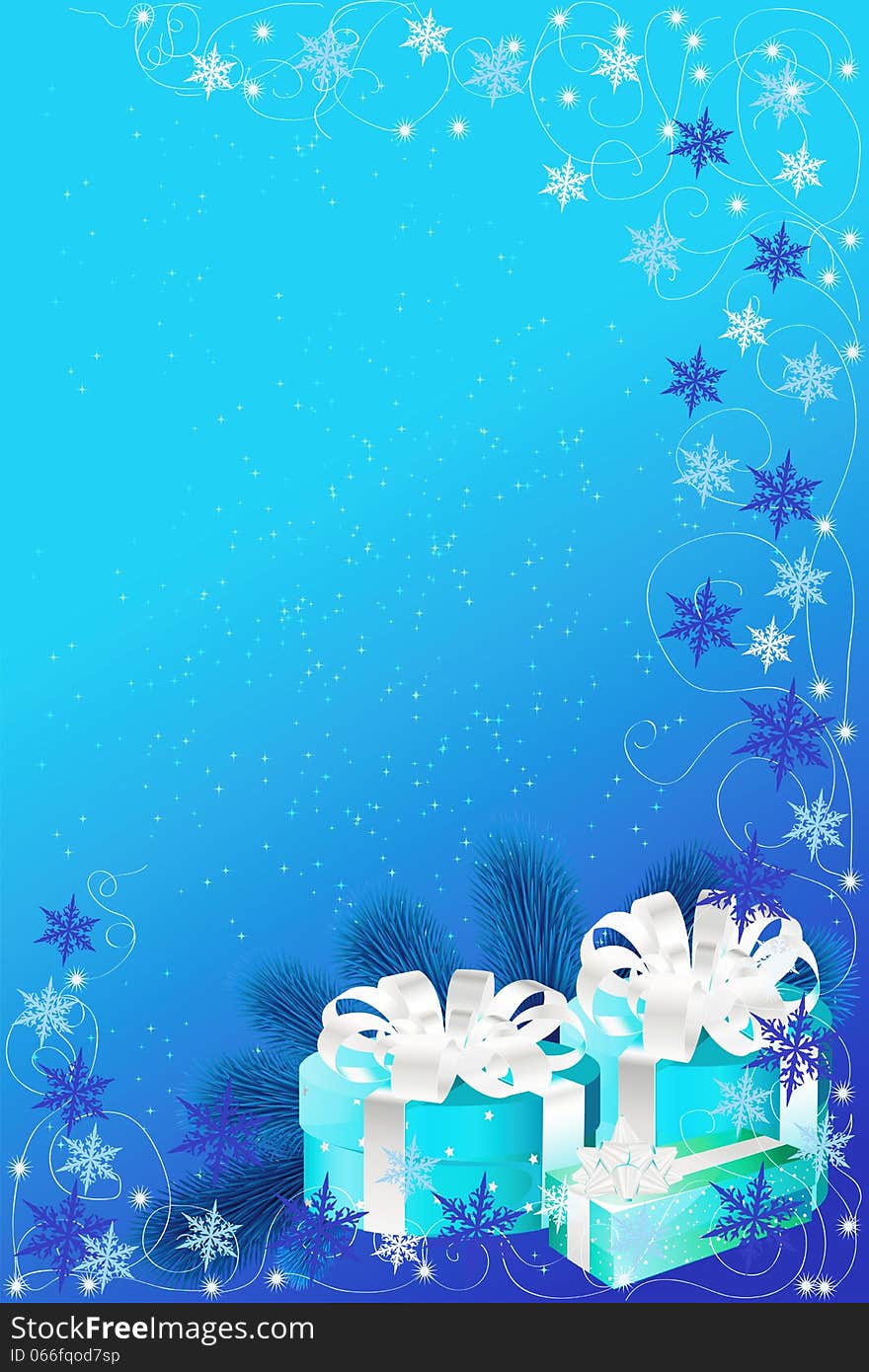 Blue christmas background with gifts