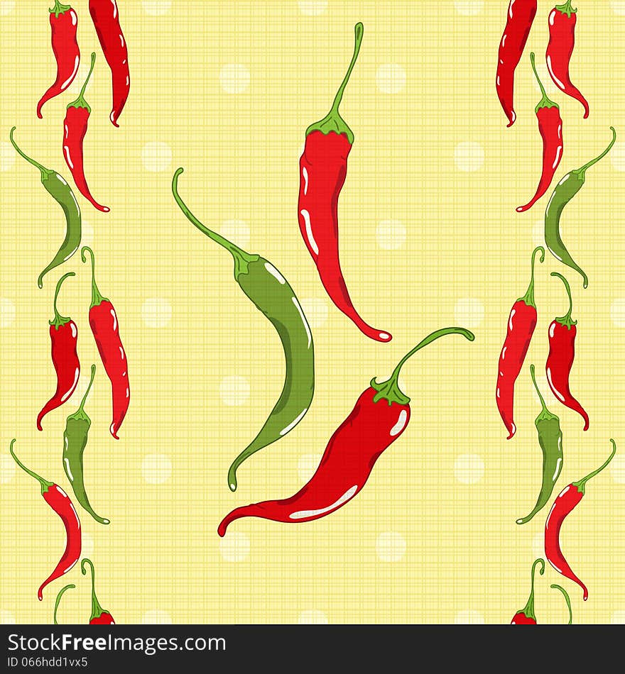 Vector Seamless Pattern With Peppers