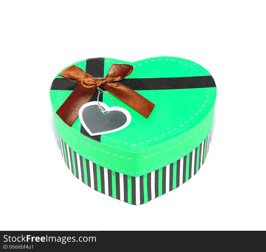Green Heart-shaped box in heart shape on white background