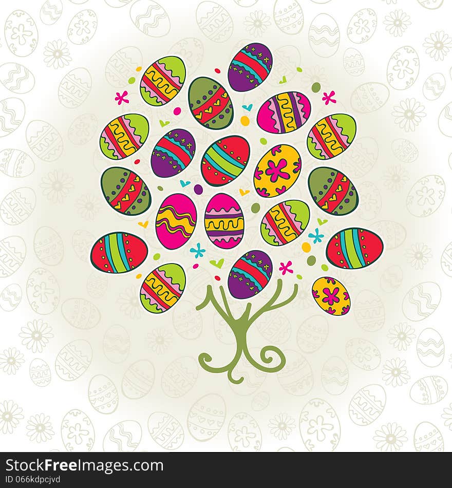 Easter cute tree and eggs