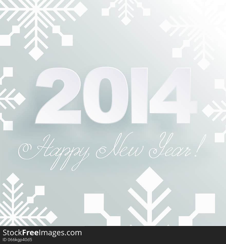 Happy New Year light background with snowflakes