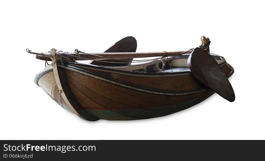 Old dutch wooden sloop on a white background