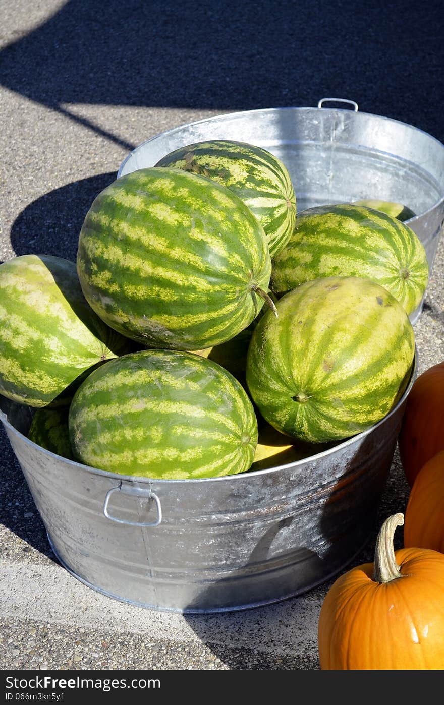 Watermelon for sale at a local outdoor market