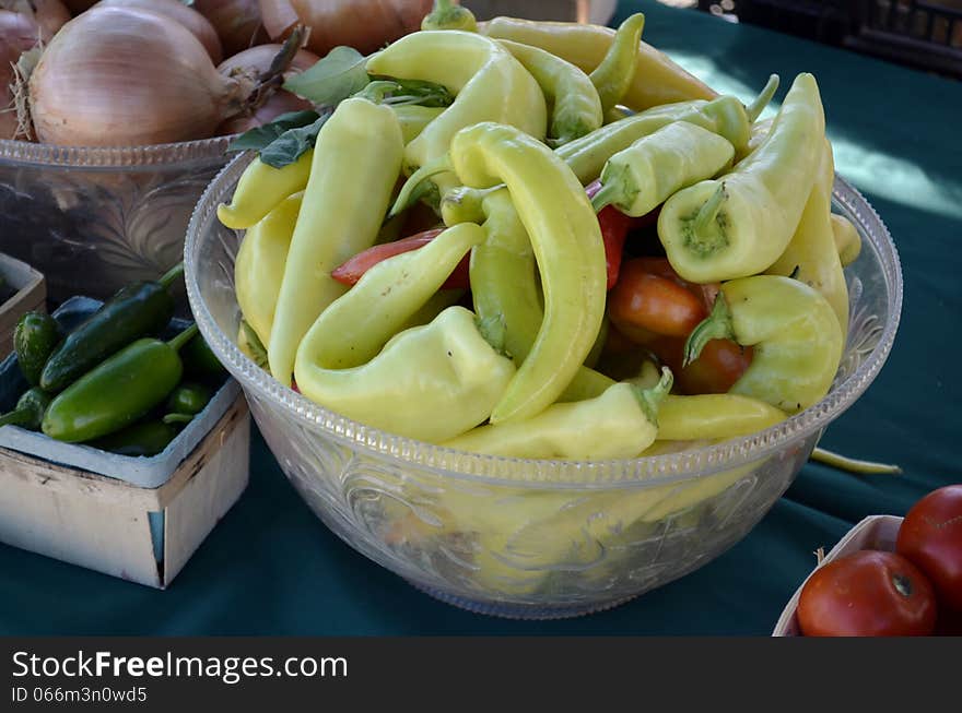 Peppers displayed for sale