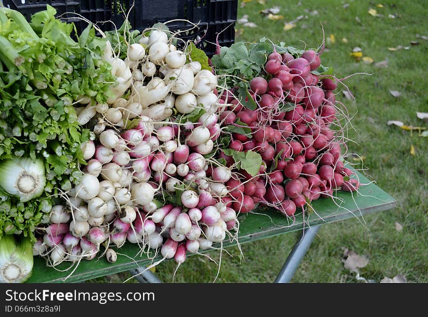 Fresh produce for sale at a local Farmers market in rural Michigan, USA