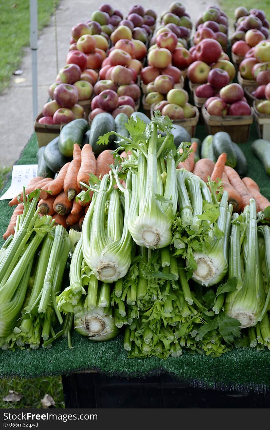 Fresh produce for sale at a local Farmers market in rural Michigan, USA