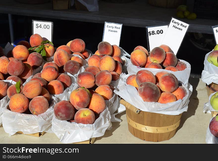 Fresh Produce for sale at an outdoor Farmers market in rural Michigan, USA