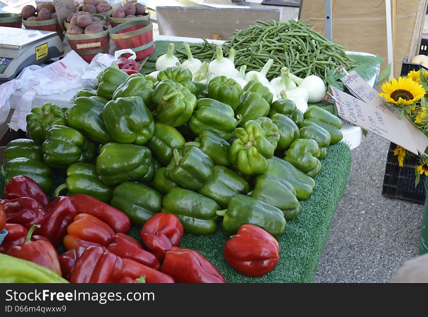 Fresh Produce for sale at an outdoor Farmers market in rural Michigan, USA