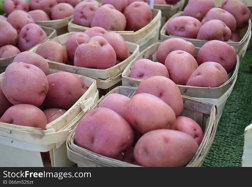 Red skin potatoes for sale at a local farm market in rural Michigan, USA