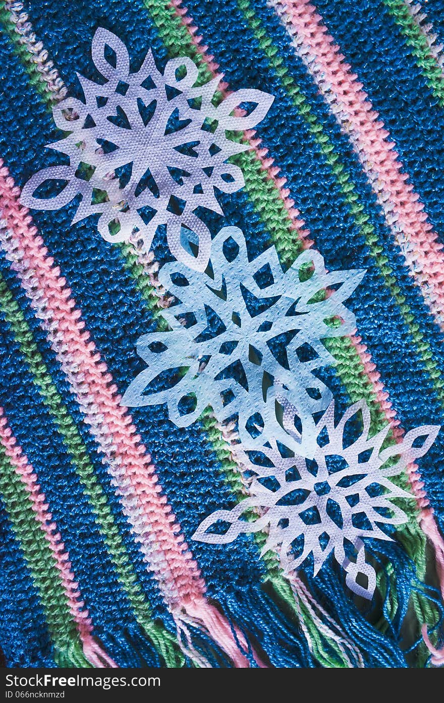 Warm Knitted Scarf  With Snowflakes