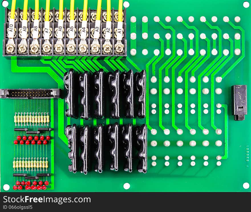 Green circuit board control of computer. Green circuit board control of computer