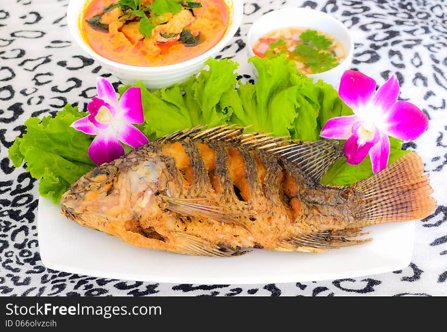 Tilapia Fish Fried In The Dish