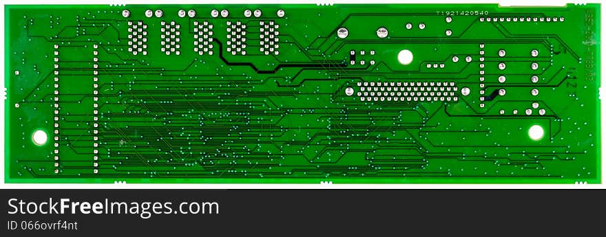 Close up green circuit board of computer