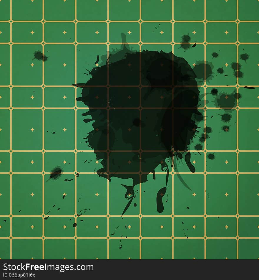 New ink stains on green wallpaper can use like conceptual textured background