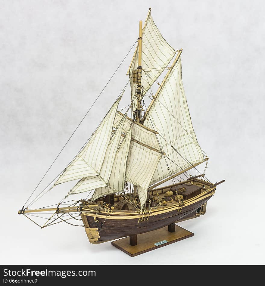 Wooden model sailing ship from the 18th century. Wooden model sailing ship from the 18th century.