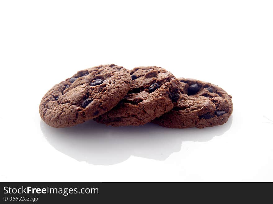 Chocolate Cookies over white background