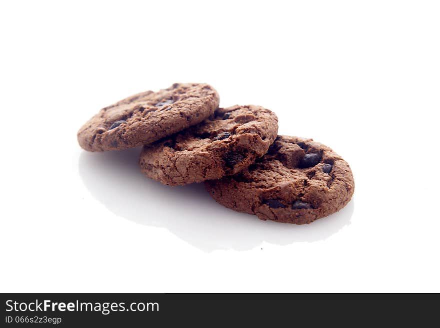 Chocolate Cookies over white background