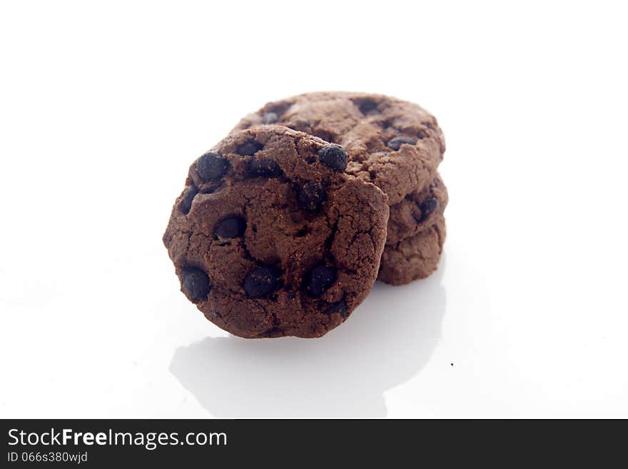 Chocolate Cookies over white background