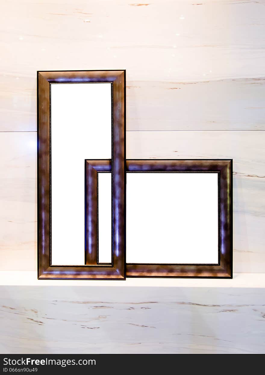 Abstract box with picture frame on clear background