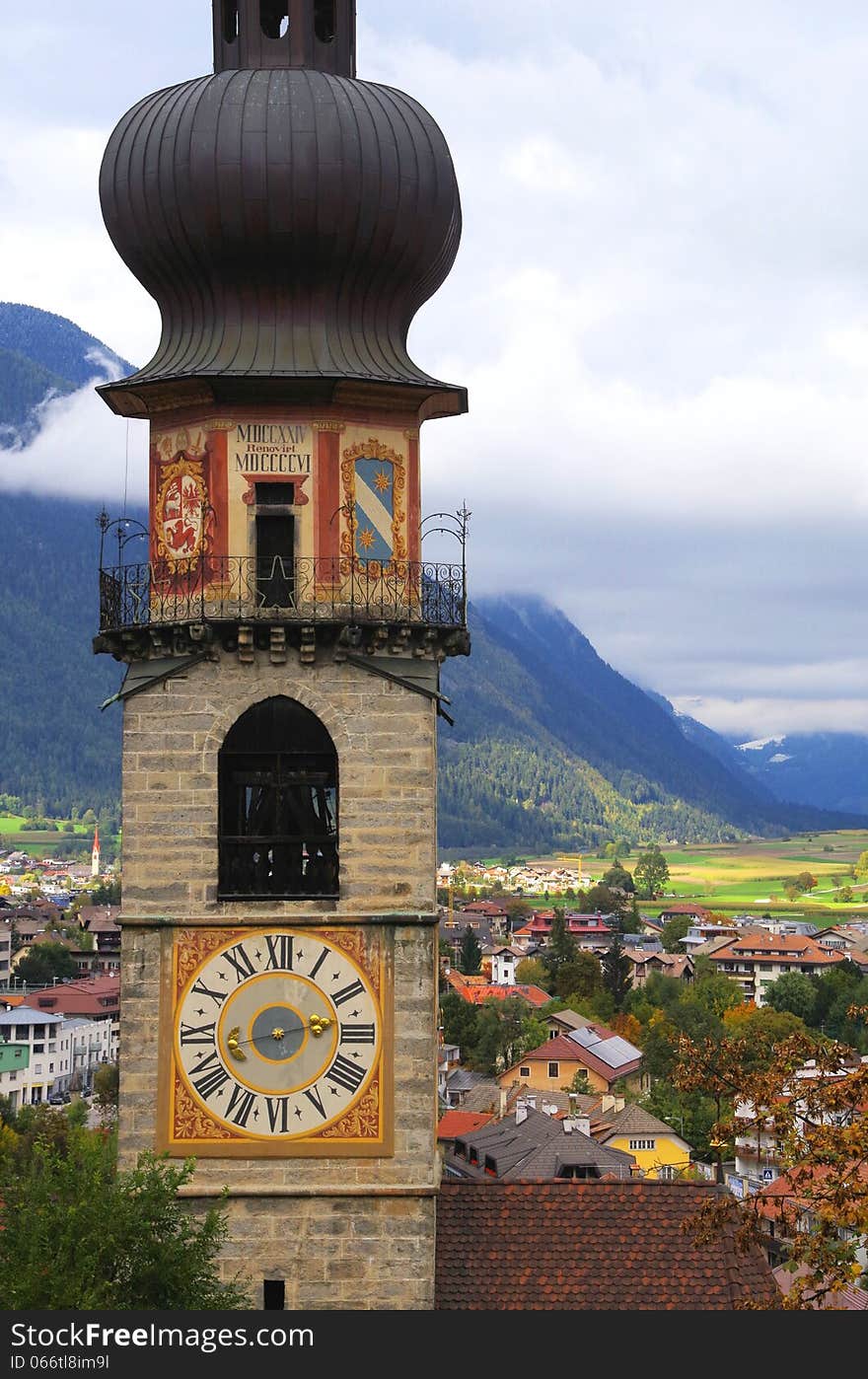 View over the city of Bruneck in northern Italy. View over the city of Bruneck in northern Italy