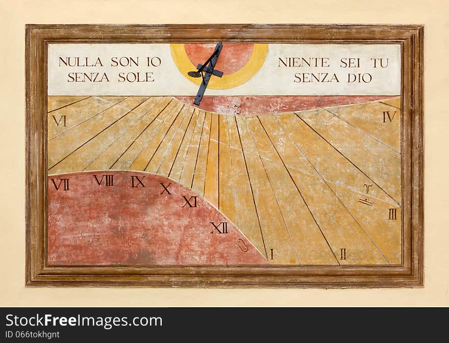 Sundial with a religious theme. Sundial with a religious theme