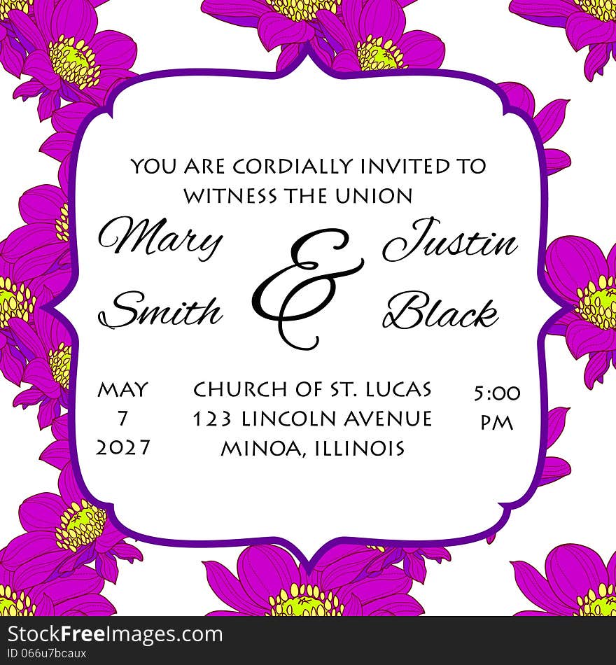 Wedding card or invitation with abstract floral background