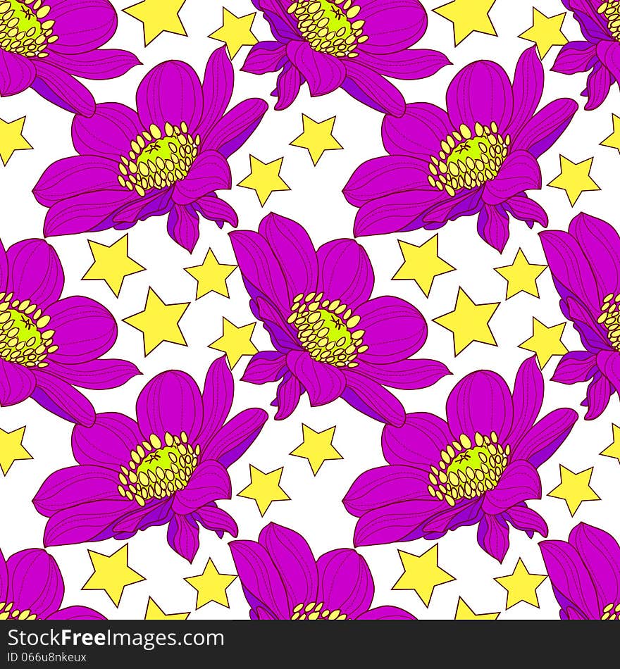 Vector seamless background with flowers. Vector seamless background with flowers