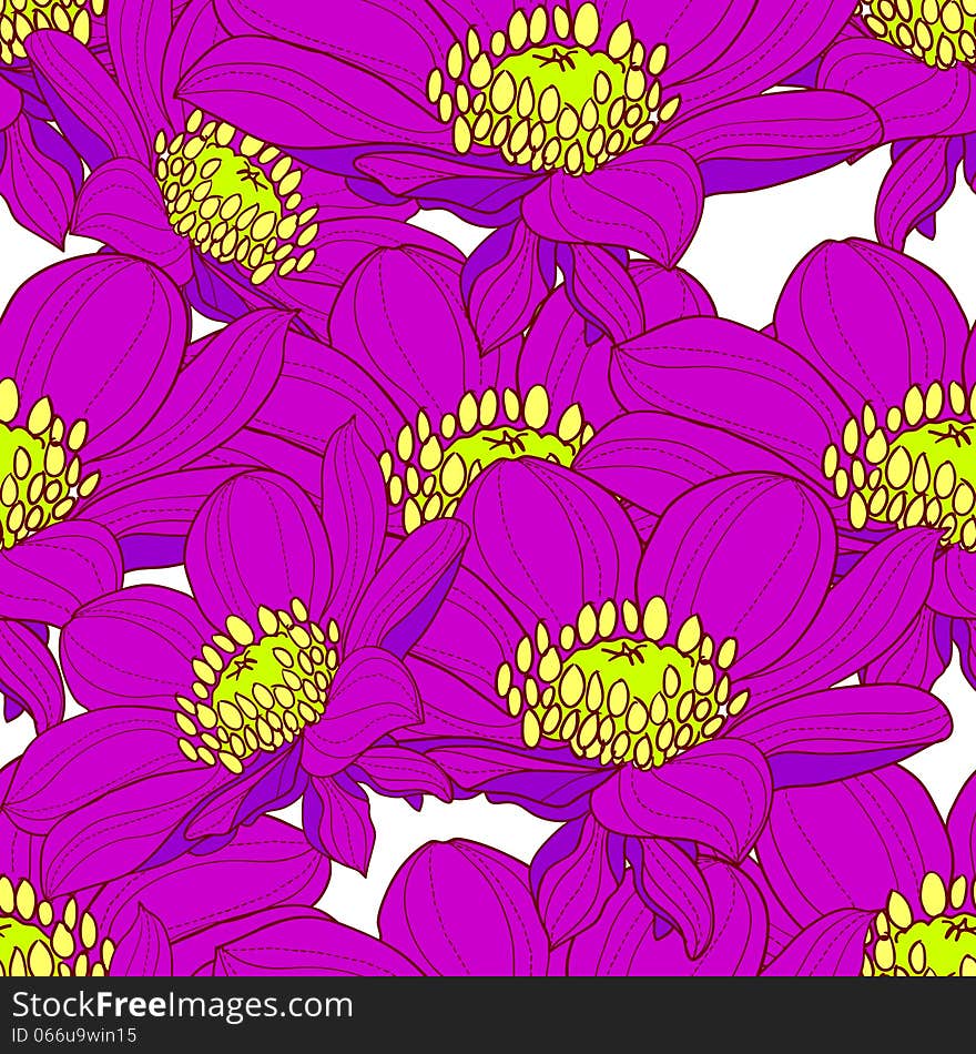 Vector seamless background with flowers. Vector seamless background with flowers