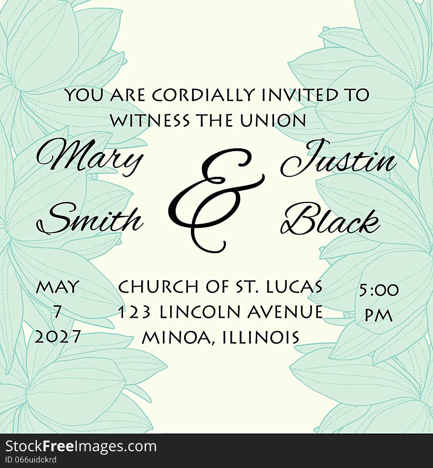 Wedding card or invitation with abstract floral background