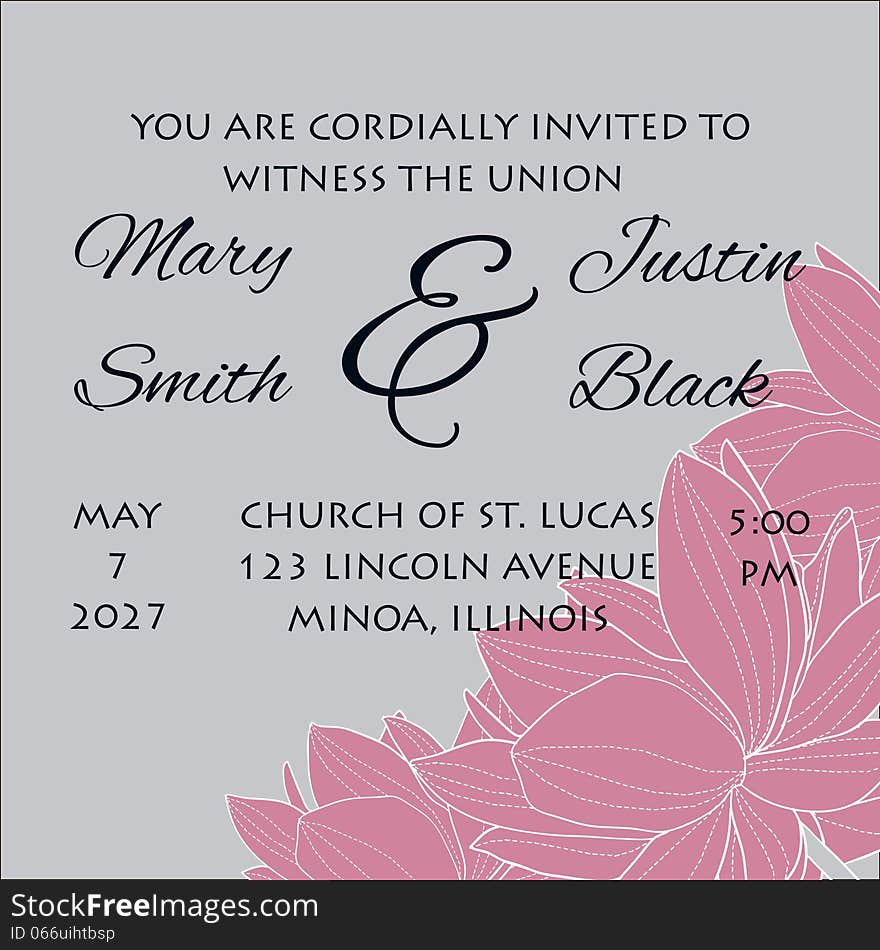 Wedding card or invitation with abstract floral background