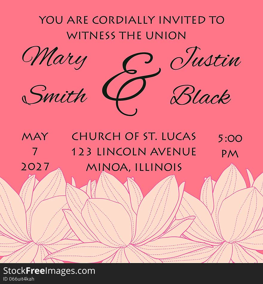 Wedding card or invitation with abstract floral background