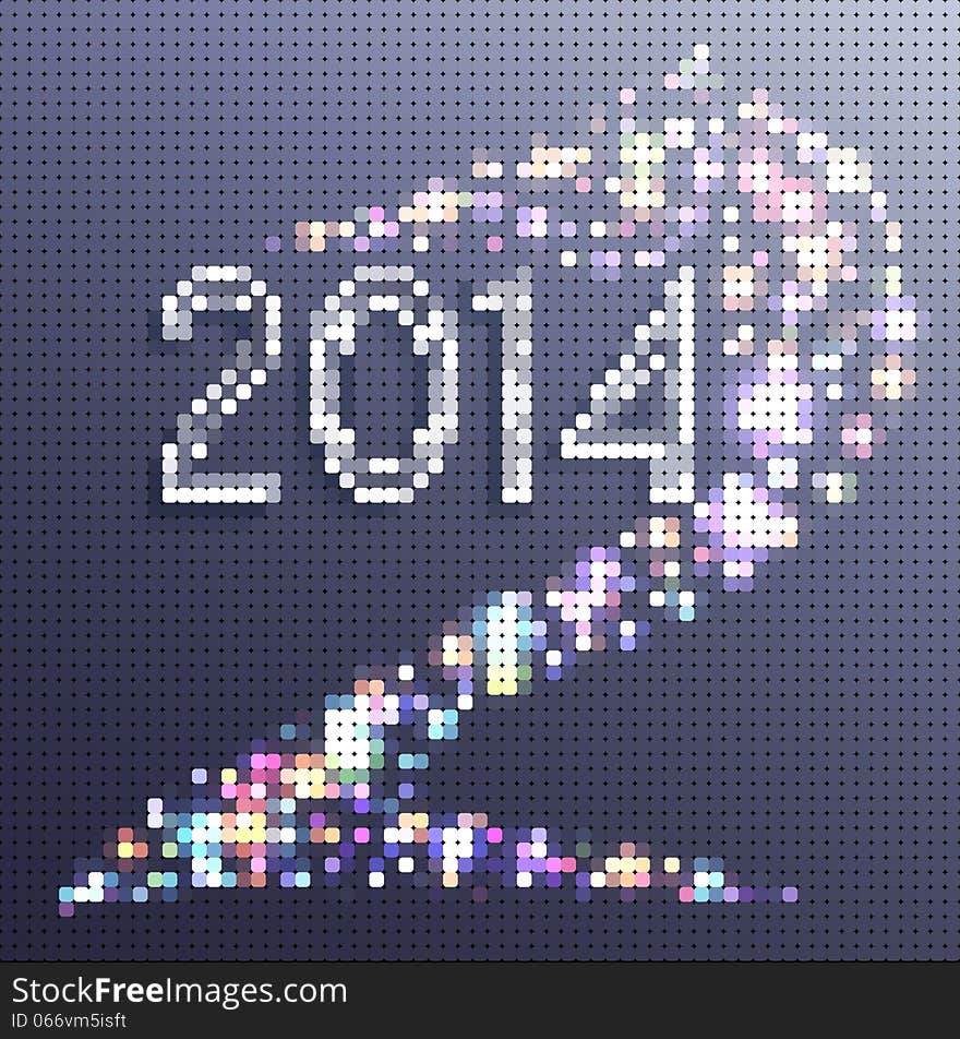 New Year background 2014. Horse in the form of mosaics. Illustration