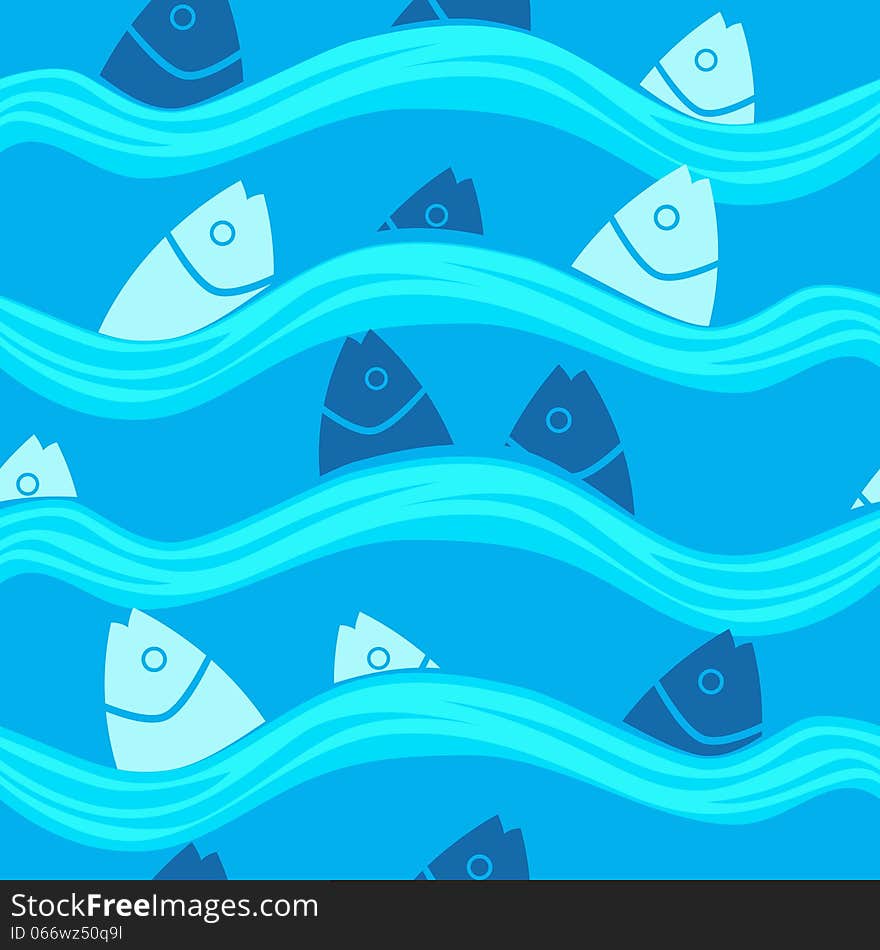 Pattern with Fish in the Sea