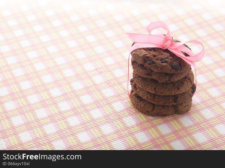 Chocolate Cookies and pink ribbon