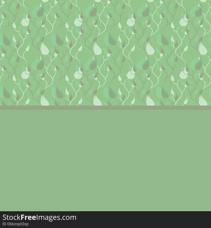 Abstract floral pattern, green background, card or invitation.