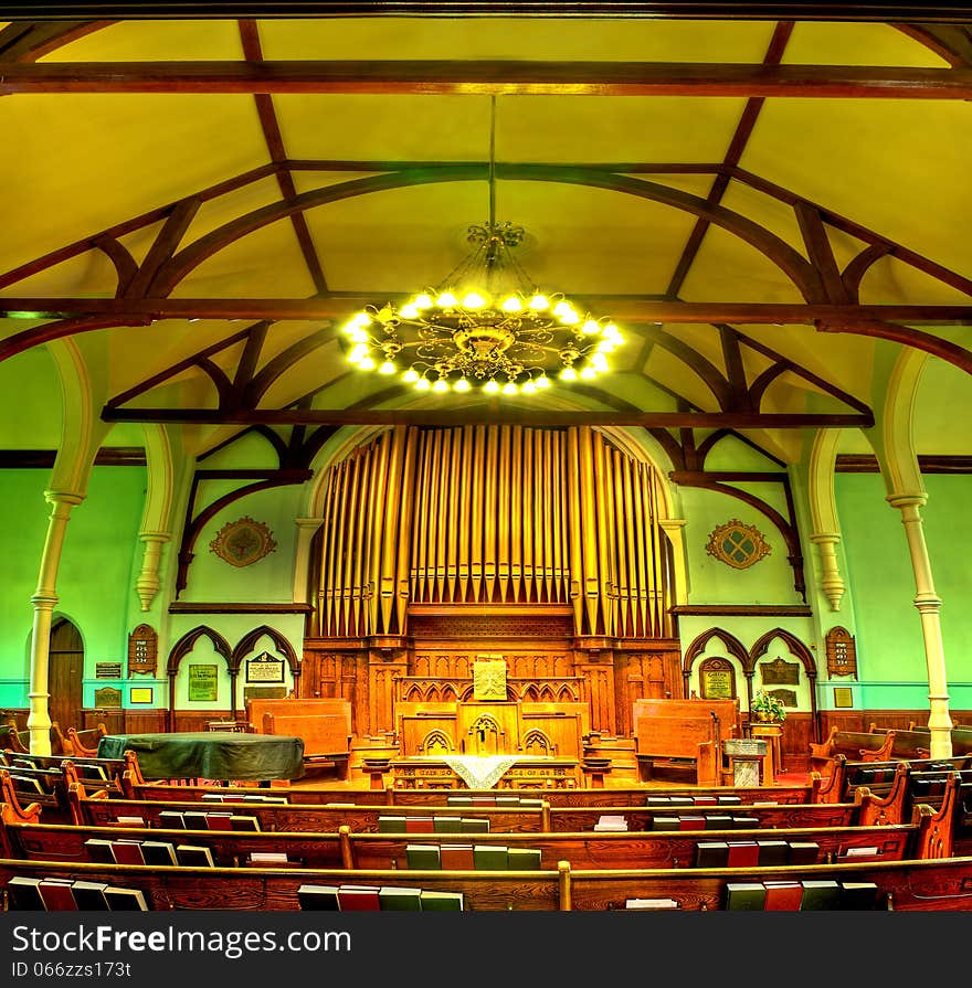 Vertical panorama of the Catholic Cathedral photographed in Guelph. Vertical panorama of the Catholic Cathedral photographed in Guelph