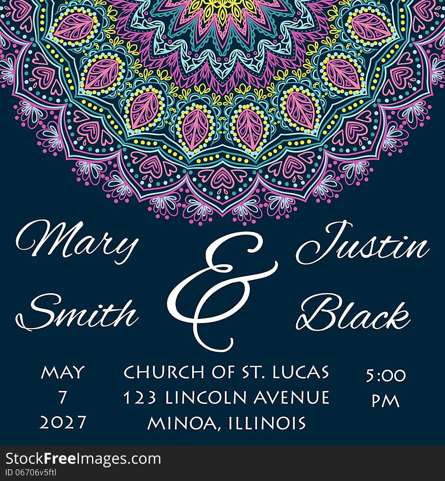 Wedding card or invitation with abstract floral background