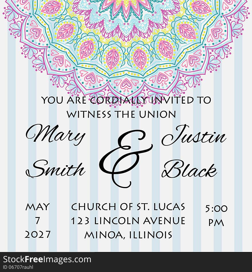 Wedding card or invitation with abstract floral background