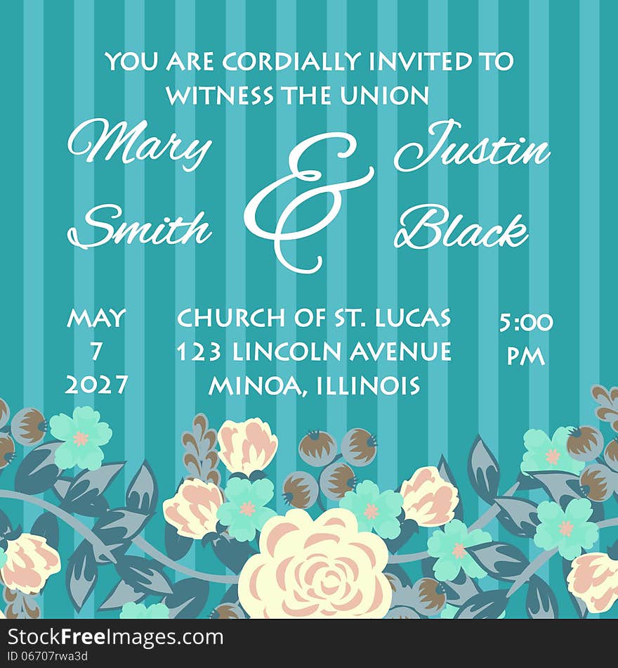 Wedding card or invitation with abstract floral background