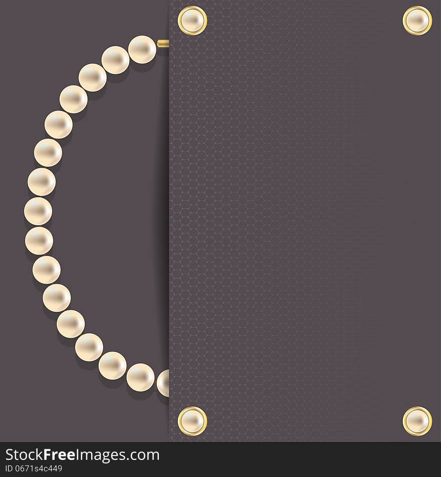 Stylish dark background with pearl necklace. Vector illustration. Stylish dark background with pearl necklace. Vector illustration.