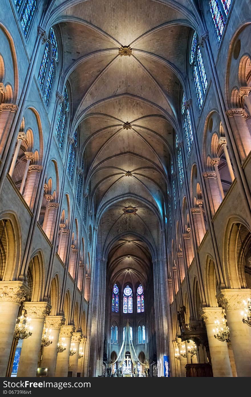 Interior Of The Notre Dame De Paris