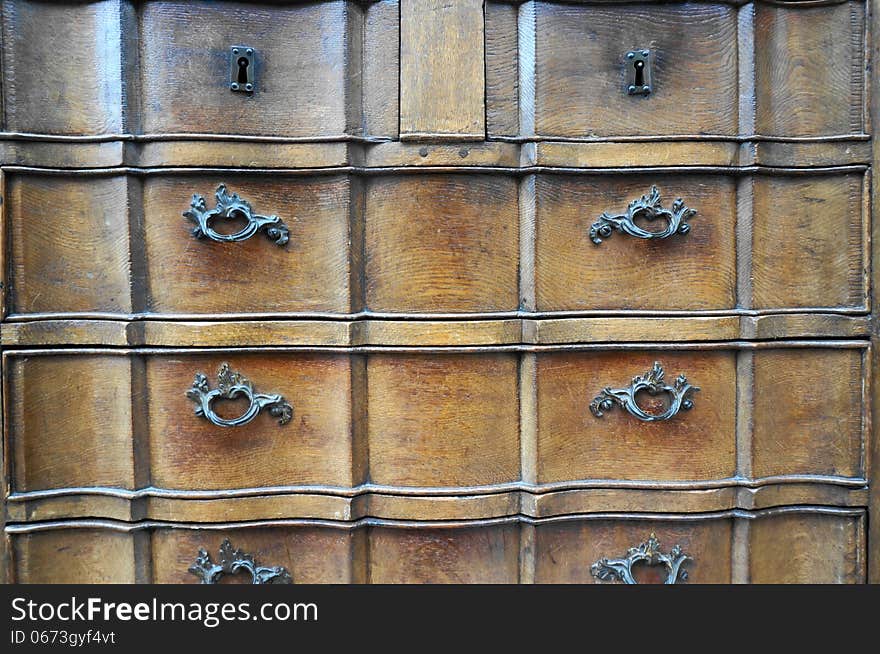 An old closet with draws at a store in Antwerp.