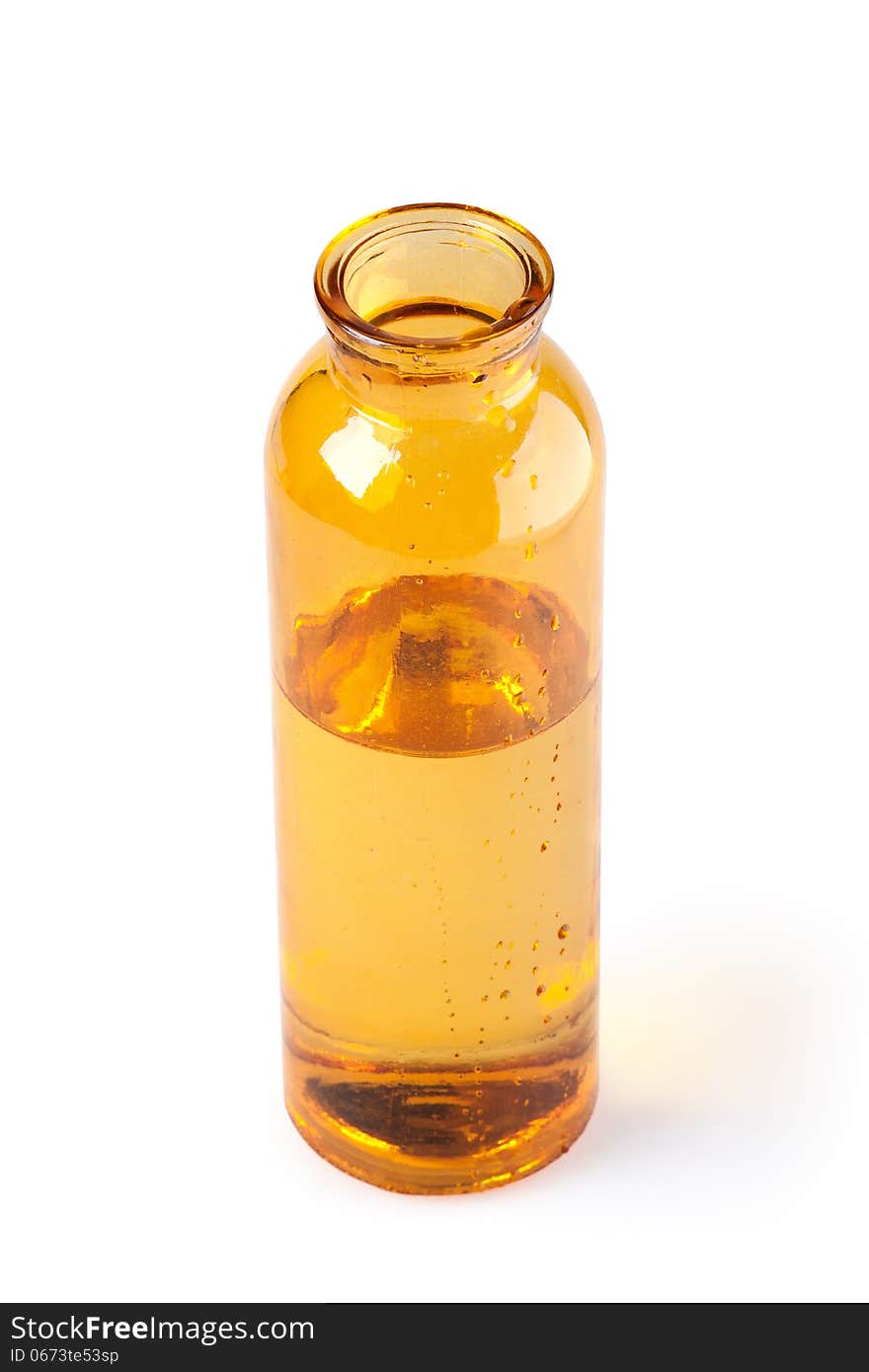 Yellow Glass Bottle With Water With Clipping Path