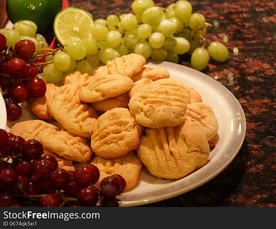 Cookies With Grapes and Fruit