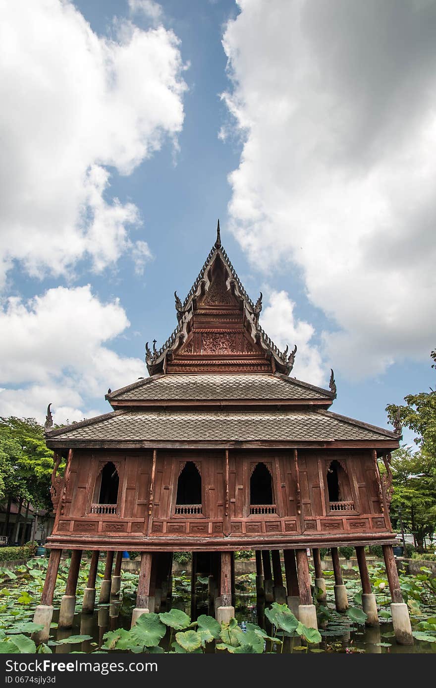 A wooden Pavilion in the country of Thailand. A wooden Pavilion in the country of Thailand