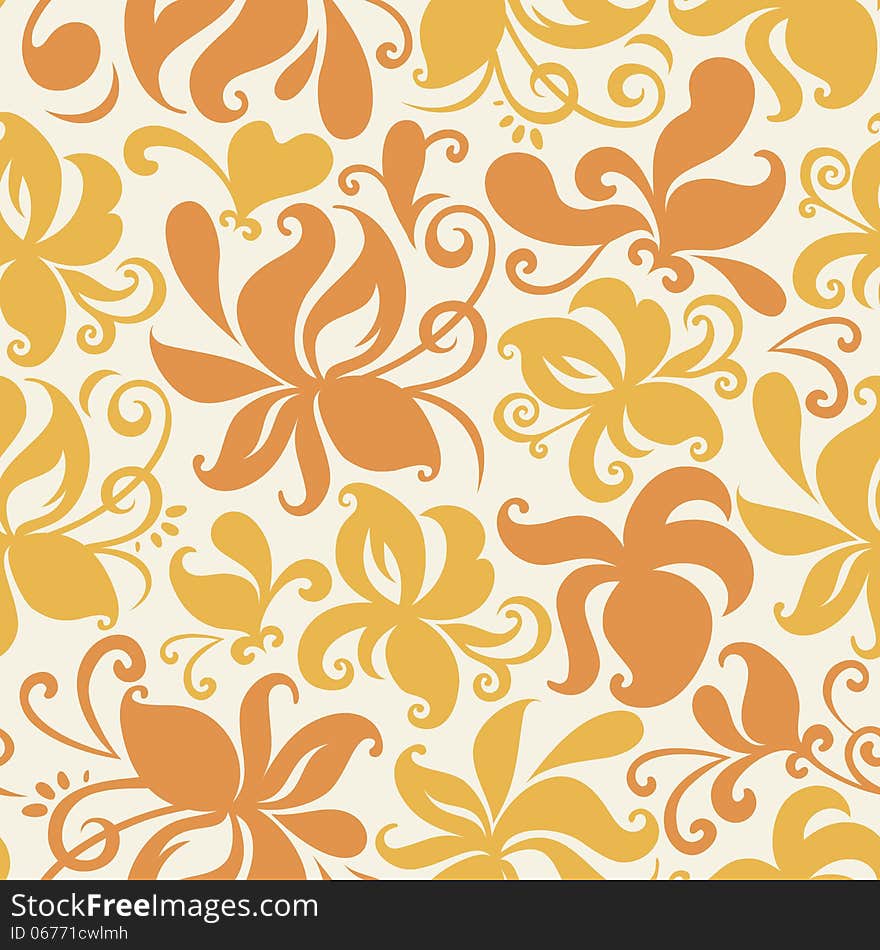 Seamless colored pattern with floral background. Vector illustration