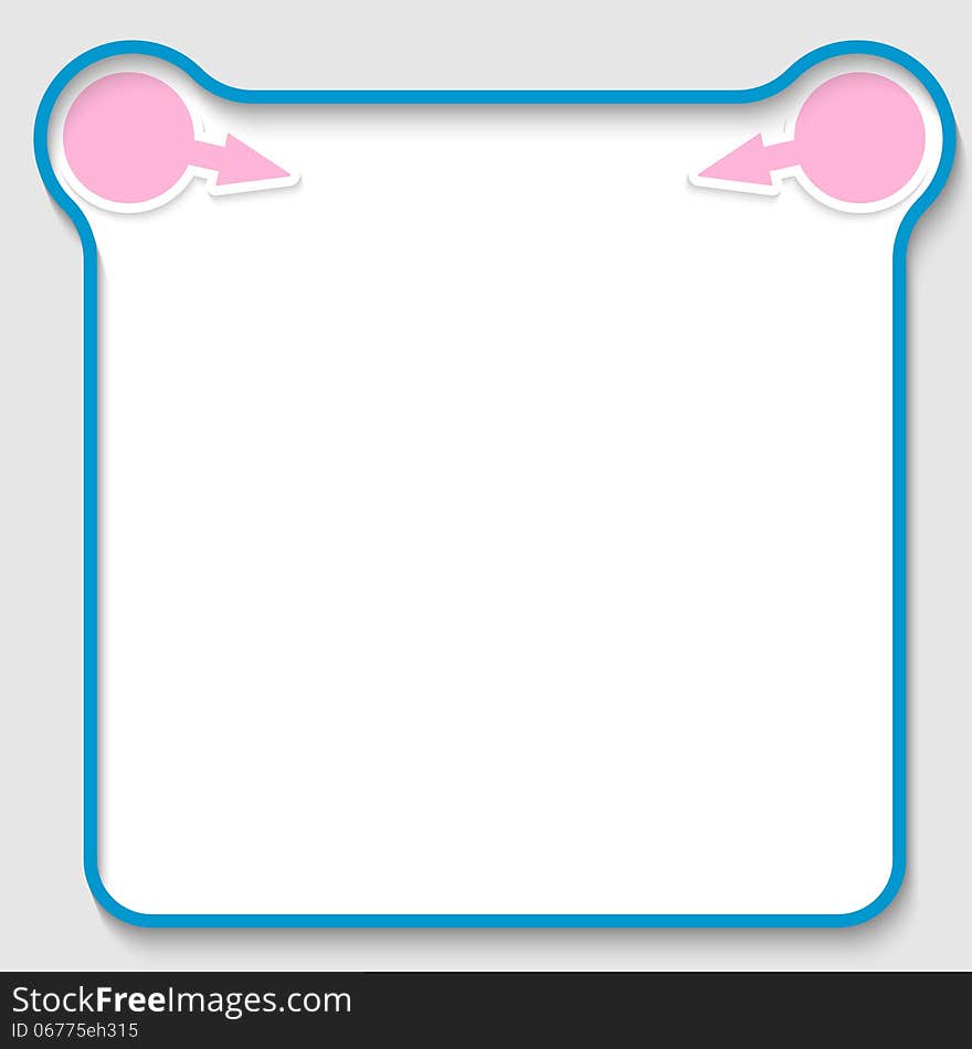 Blue vector text frame with two pink arrow